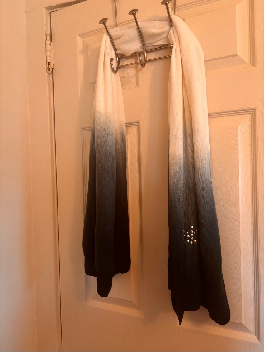 bebe Ombre Black to Cream Scarf with Stud Detail